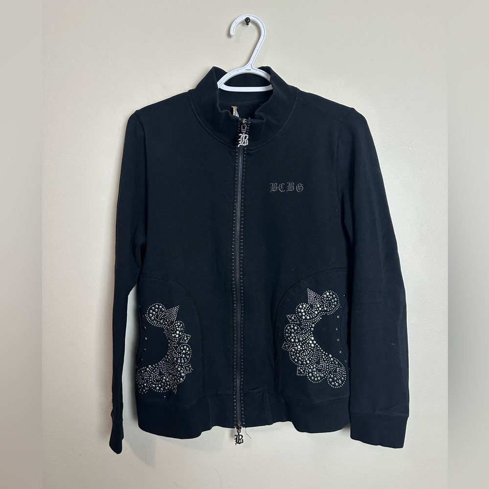 BCBG Size XL Black Jacket with Silver Embellishments